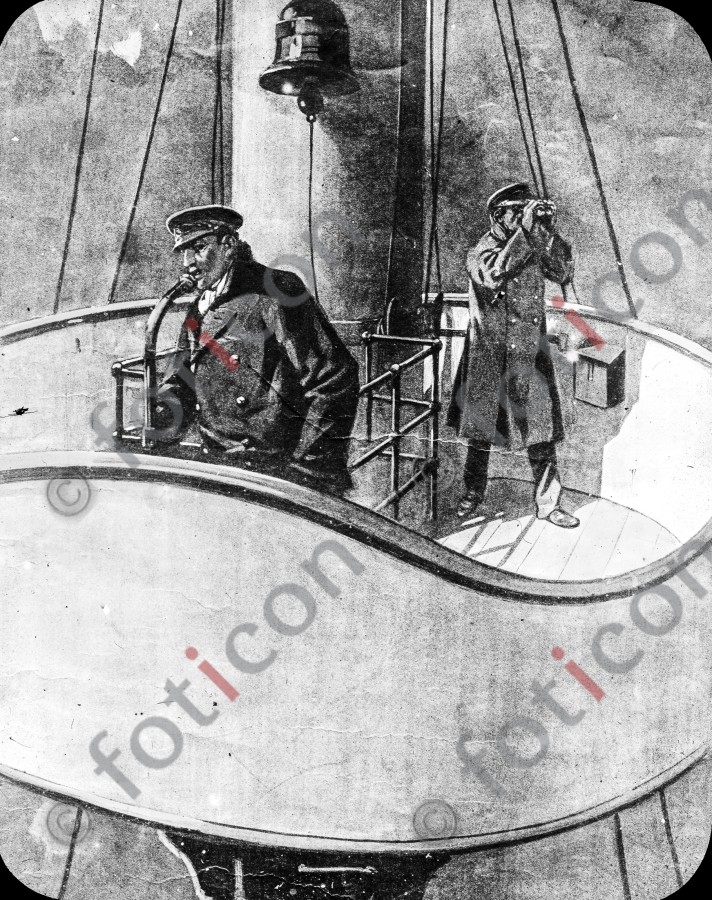 Im Schiffsausguck | In the ship lookout - Foto simon-titanic-196-043-sw.jpg | foticon.de - Bilddatenbank für Motive aus Geschichte und Kultur